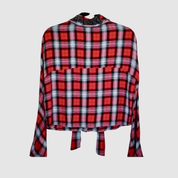 Zara TRAFALUC Collection Checked Tie-Up Shirt. Size M - Picture 2 of 5